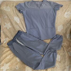 FIGS Women’s Scrub Top & Granville Skinny Jogger Set Vapor Blue Size XS